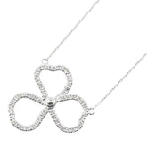 K18WG ホワイトゴールド ダイヤ0.45ct クローバー 三つ葉 モチーフ ペンダントネックレス レディース 【中古】